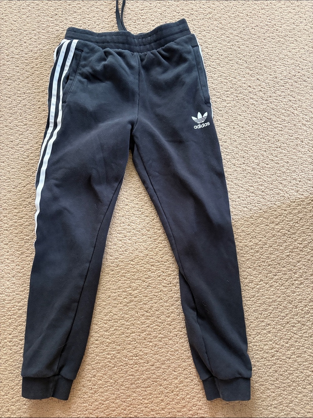 adidas Black Joggers with White Stripes kids Sweatpants, great condition, youth